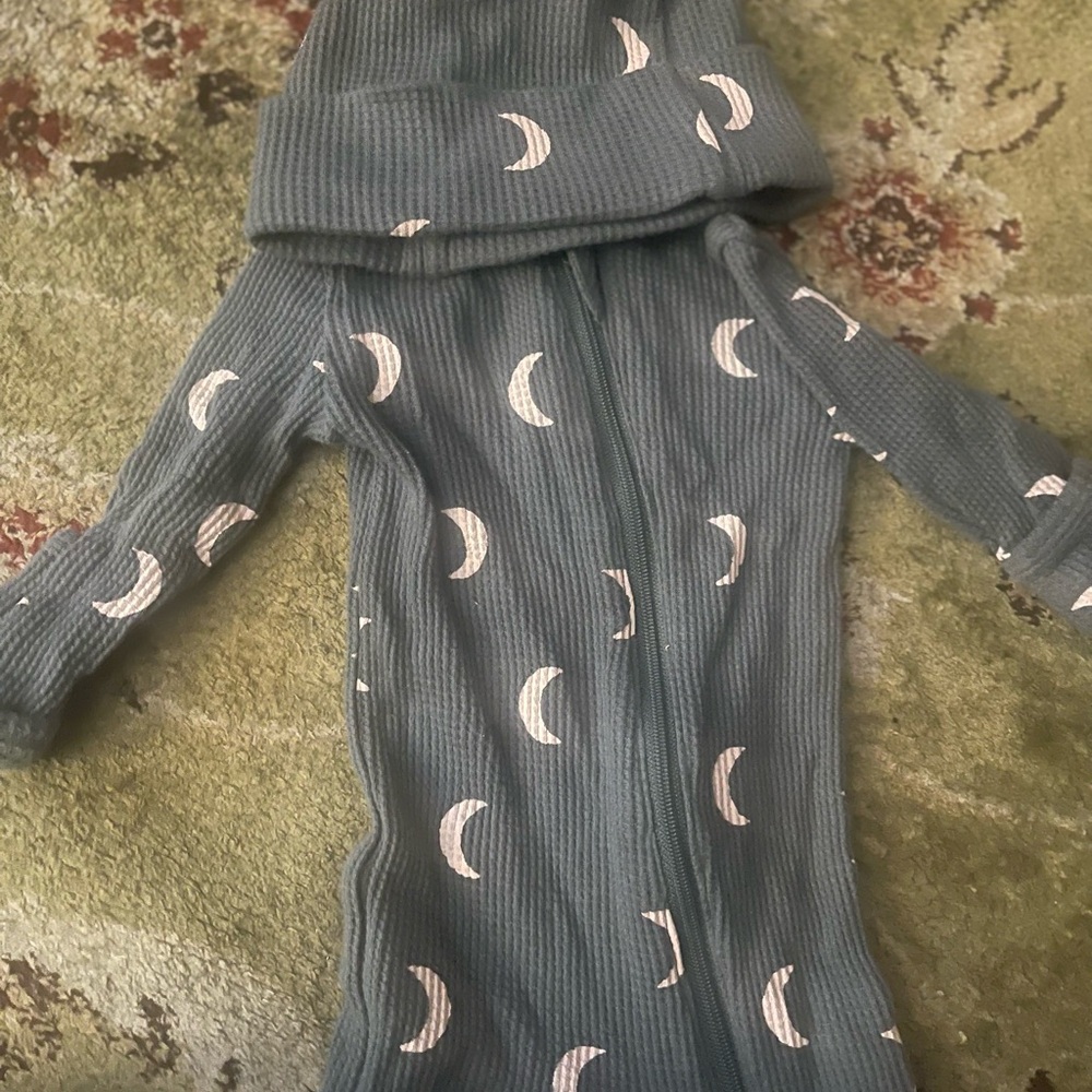Moon Patterned Blue Kids Bodysuit